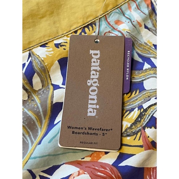 Patagonia Wavefarer Boardshorts Jurassic Ferns Violet Blue 5" Size 12 - Picture 3 of 4